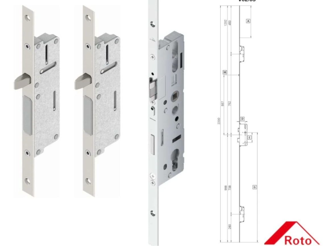 Lištový zámek Roto 2CB 600 - 35/92/16/8 - 
