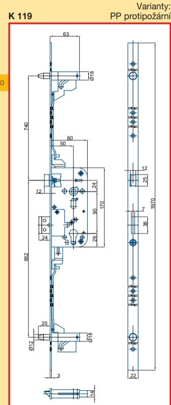 Vícebodový bezpečnostní zámek Hobes K 119 - 